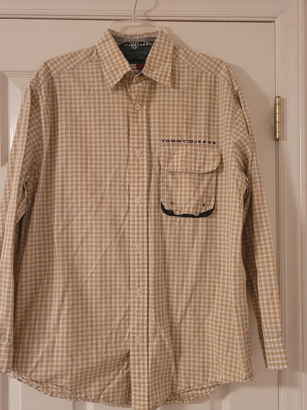 Tommy Hilfiger Beige and White Gingham Button-Down Shirt